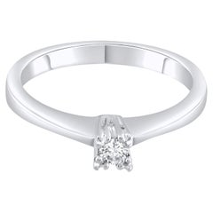 IGI Certified 0.10 Carat Natural Diamond Solitaire Statement Ring in 14K Gold