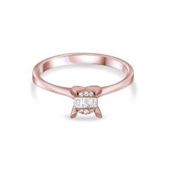 IGI Certified 0.11 Carat Natural Diamond Baguette Statement Ring in 14K Gold