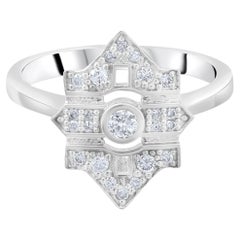 IGI Certified 0.14 Carat Natural Diamond Classic Statement Ring in 14K Gold