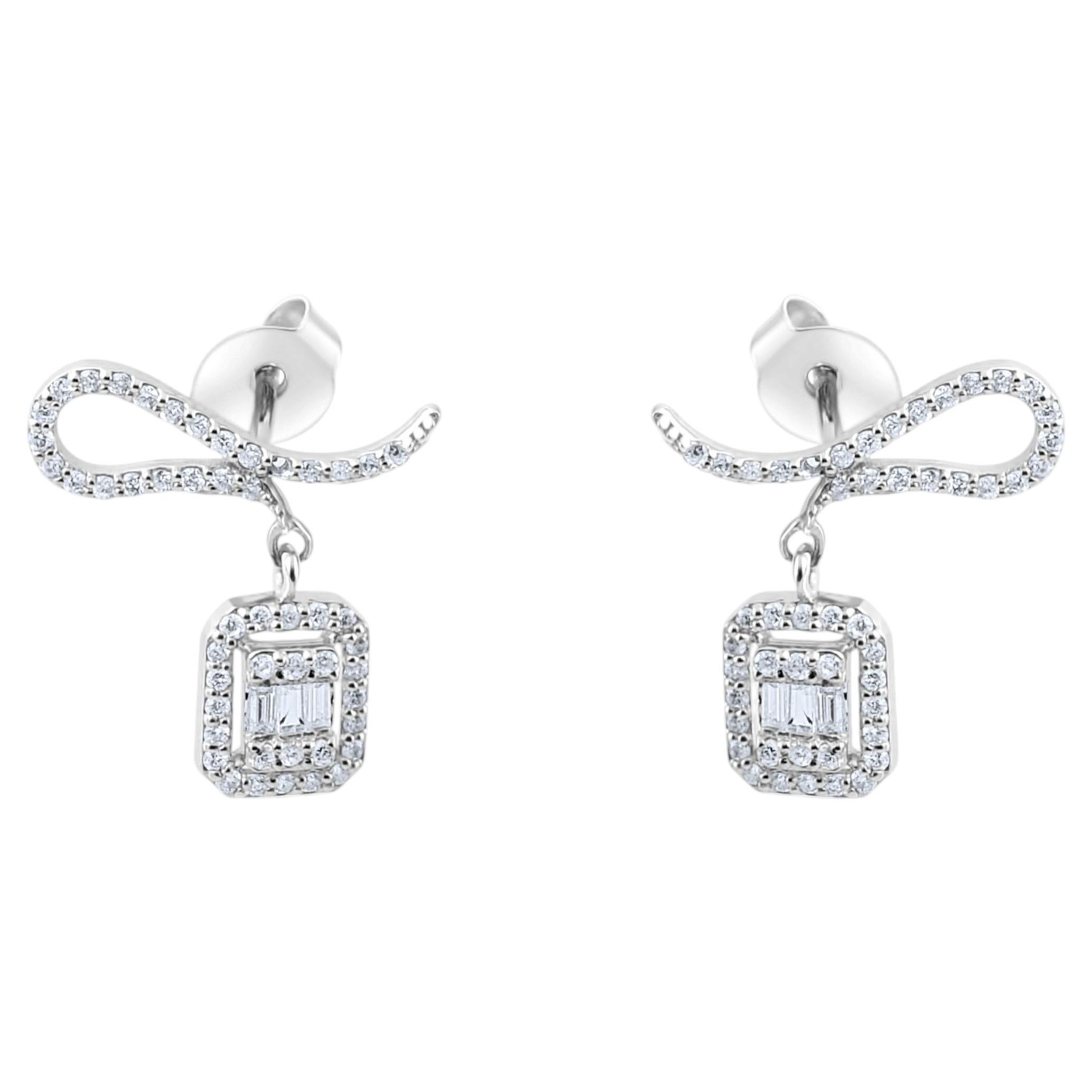 IGI Certified 0.14 Carat Natural Diamond Statement Earrings in 14K Gold