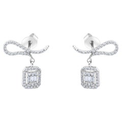 IGI Certified 0.14 Carat Natural Diamond Statement Earrings in 14K Gold