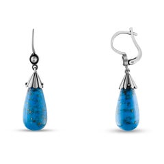 IGI Certified 0.14 Carat Natural Diamond Statement Earrings in 8K Gold