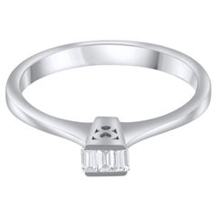 IGI Certified 0.15 Carat Natural Diamond Baguette Statement Ring in 14K Gold