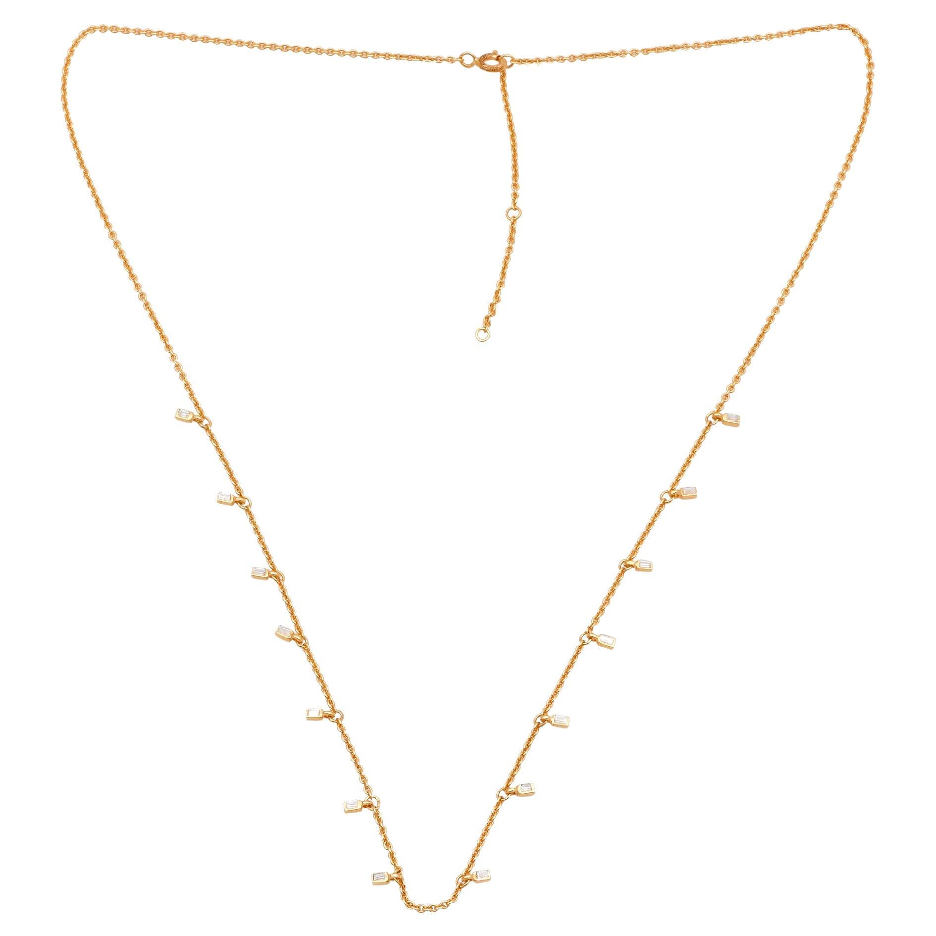 IGI Certified 0.150 Carat Natural Diamond 'SI/H-I' 14k Yellow Gold Necklace For Sale