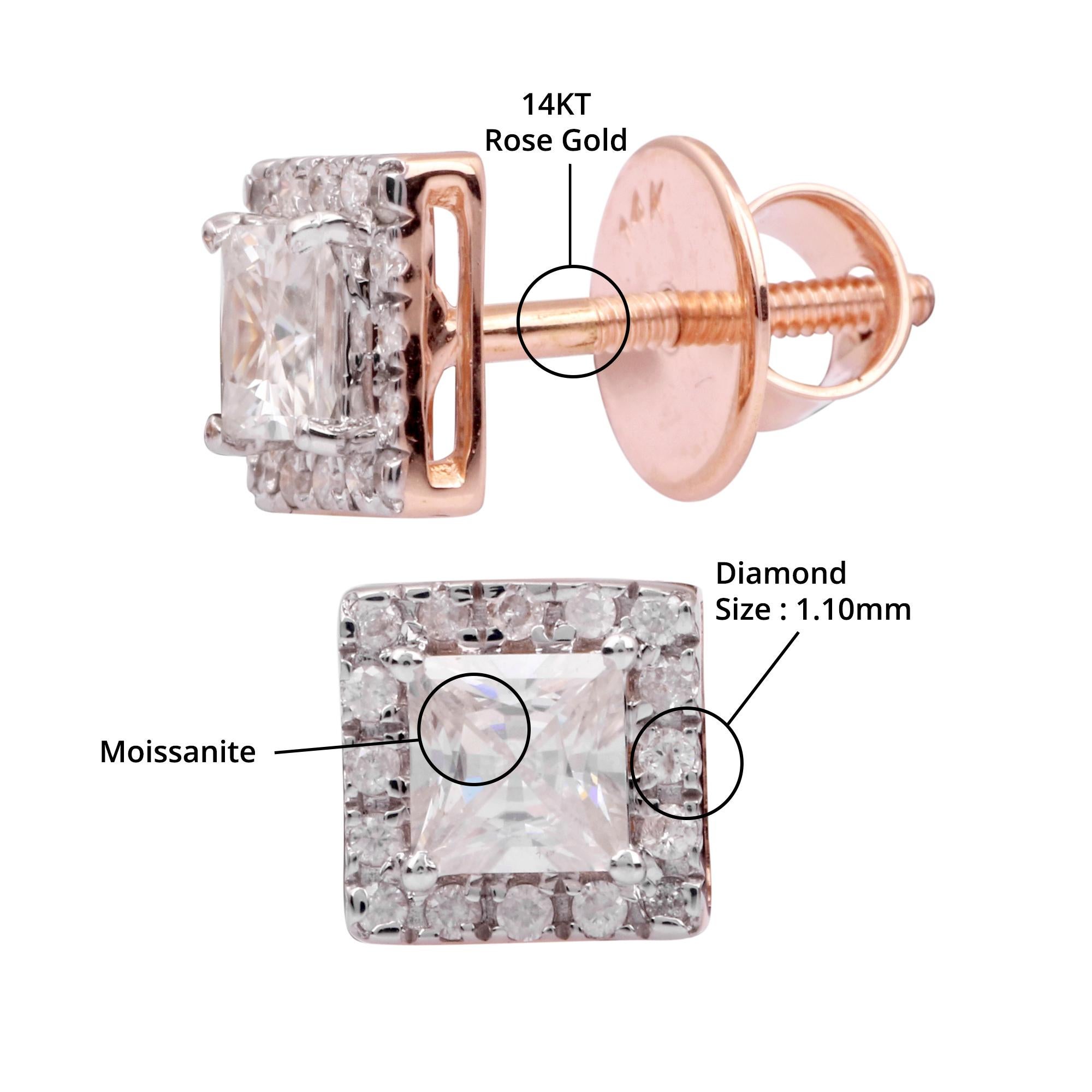 Détails de l'article:-

✦ SKU:- JER00711RRR

MATERIAL :- Or

✦ Pureté du métal : or rose 14K 

✦ Gemstone Specification:-
✧ Diamant clair (l1/HI) rond - 1.10mm - 32 pièces
✧ Moissanite princesse claire (VVS/DE) - 2 Pcs


✦ Approx. Poids en carats du