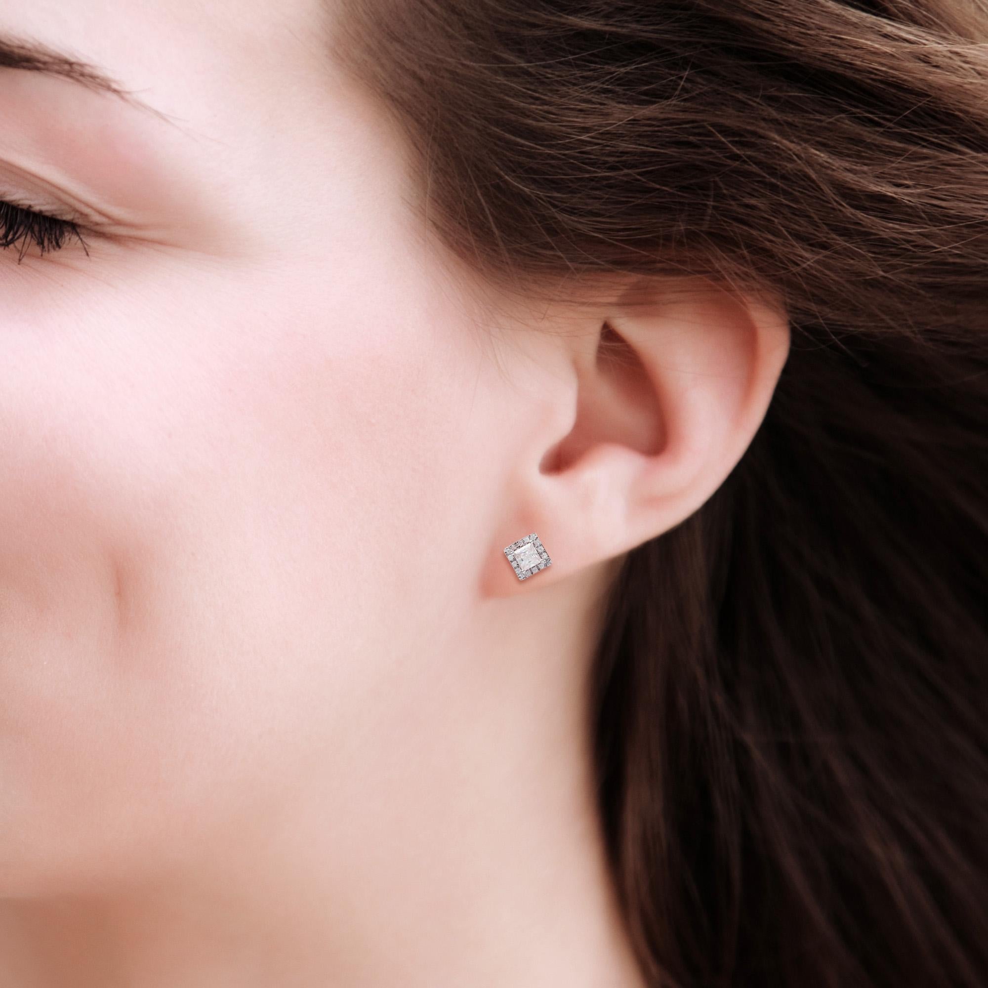 Boucles d'oreilles Moissanite certifié IGI 0.151 Carat Clear Diamond 14K Rose Gold Pour femmes en vente