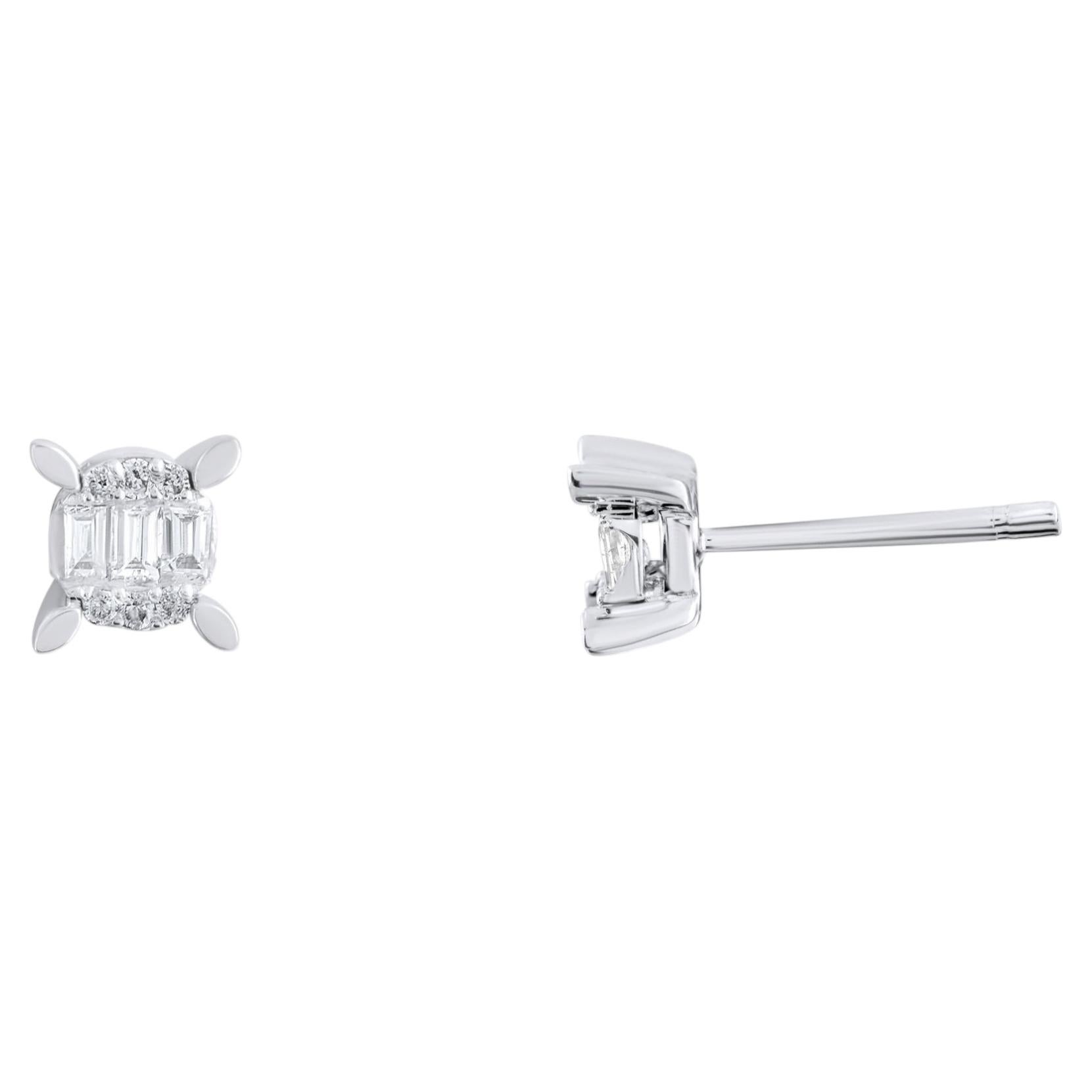 IGI Certified 0.16 Carat Natural Diamond Statement Earrings in 14K Gold
