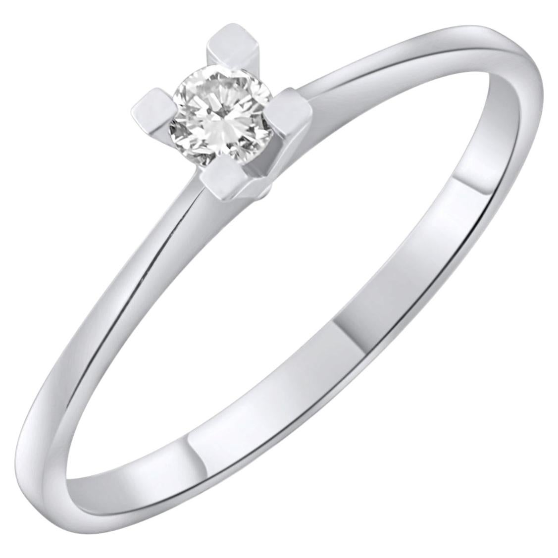 IGI Certified 0.17 Carat Natural Diamond Solitaire Statement Ring in 14K Gold For Sale