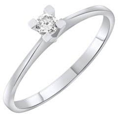 IGI Certified 0.17 Carat Natural Diamond Solitaire Statement Ring in 14K Gold