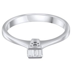 IGI Certified 0.18 Carat Natural Diamond Baguette Statement Ring in 14K Gold