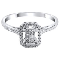 IGI Certified 0.18 Carat Natural Diamond Baguette Statement Ring in 14K Gold