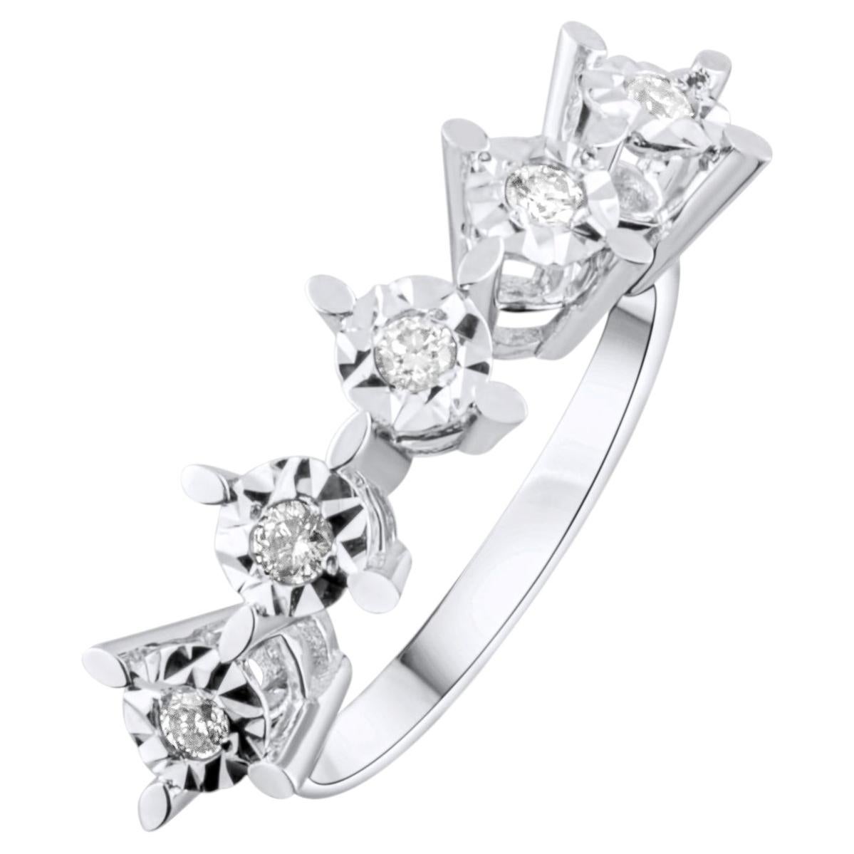 IGI Certified 0.18 Carat Natural Diamond Classic Statement Ring in 8K Gold