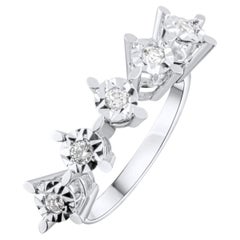 IGI Certified 0.18 Carat Natural Diamond Classic Statement Ring in 8K Gold
