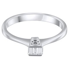 IGI Certified 0.20 Carat Natural Diamond Baguette Statement Ring in 14K Gold