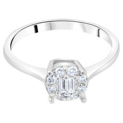 IGI Certified 0.20 Carat Natural Diamond Baguette Statement Ring in 14K Gold