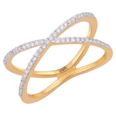 IGI Certified 0.20 Carat Natural Diamond 'SI/GH' 14K Yellow Gold Crisscross Ring