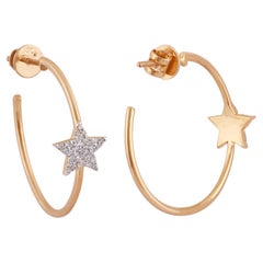 IGI Certified 0.20 Carat Natural Diamond 'SI/H-I' 14K Yellow Gold Hoop Earrings