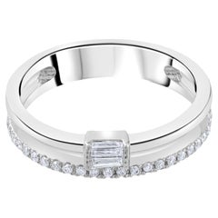 IGI Certified 0.23 Carat Natural Diamond Baguette Statement Ring in 18K Gold
