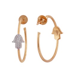 IGI Certified 0.23 Carat Natural Diamond 'SI/G-H' 14K Yellow Gold Hoop Earrings