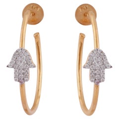 IGI Certified 0.23 Carat Natural Diamond 'SI/G-H' 14K Yellow Gold Hoop Earrings