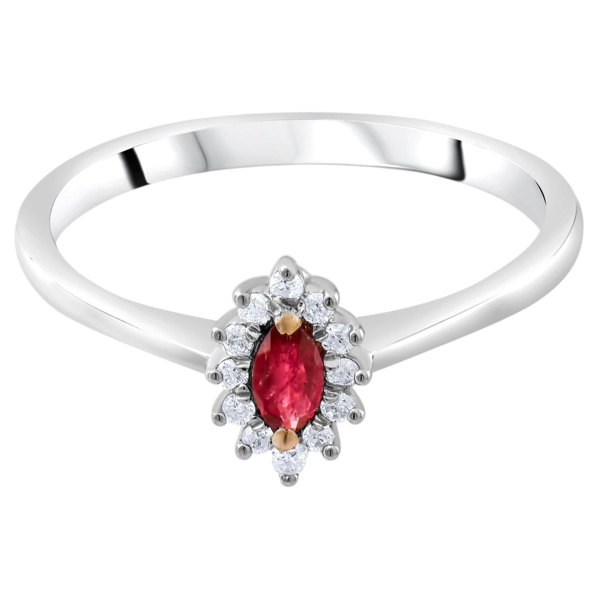 IGI Certified 0.23 Carat Natural Ruby and Diamond Statement Ring in 18K Gold