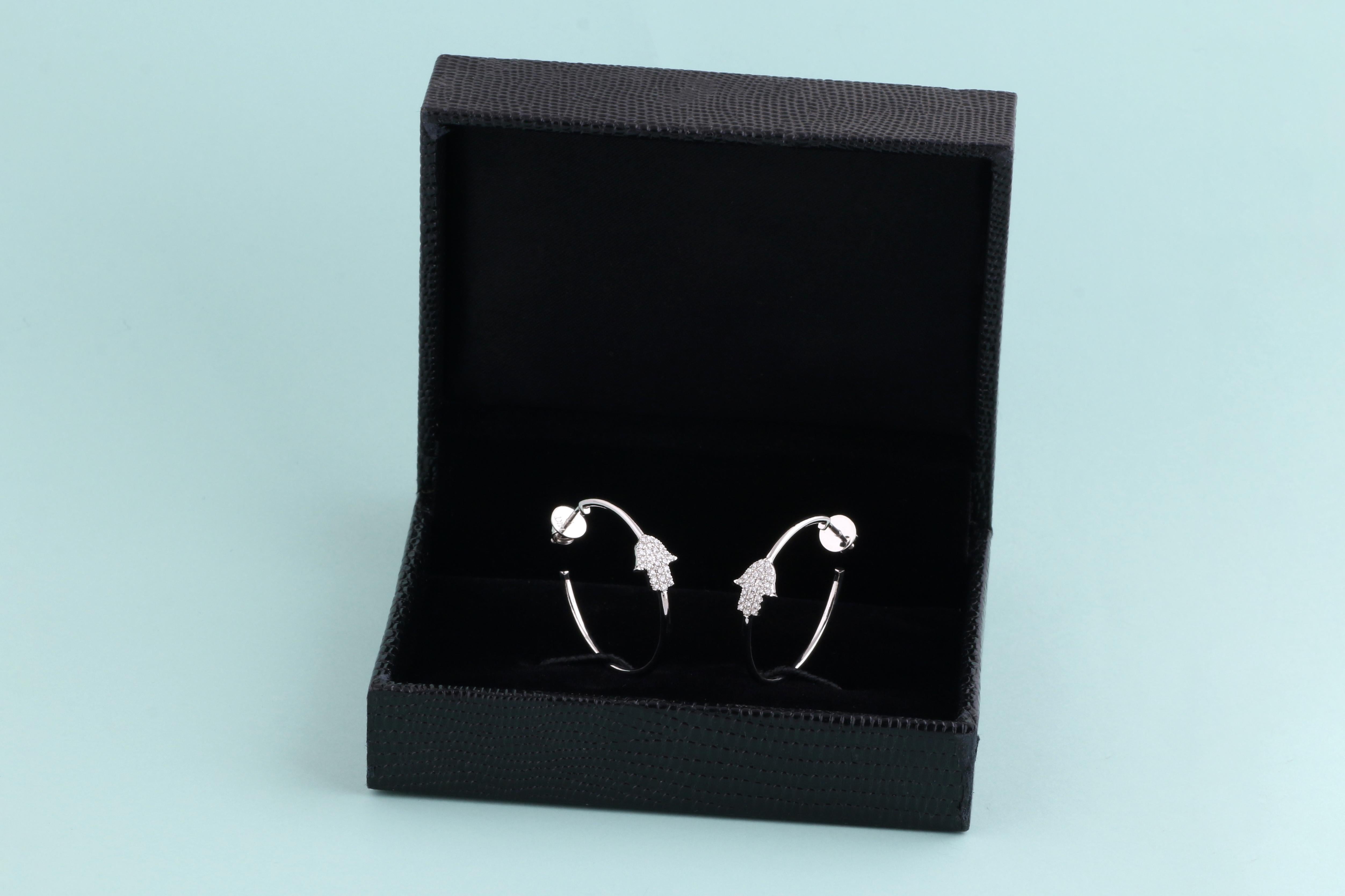 IGI Certified 0.25 Carat Natural Diamond 'SI/H-I' 14k White Gold Hoop Earrings For Sale 1