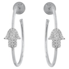 IGI Certified 0.25 Carat Natural Diamond 'SI/H-I' 14k White Gold Hoop Earrings