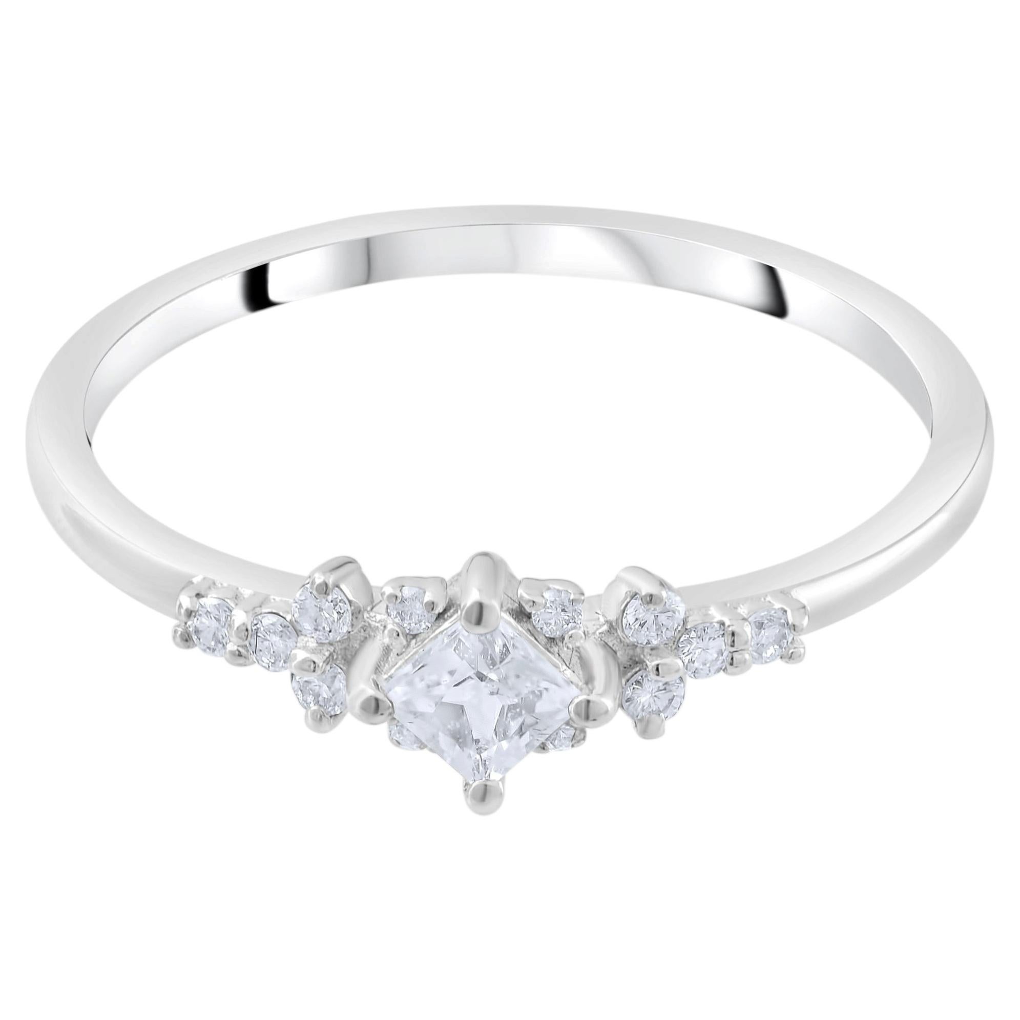 Anillo clásico llamativo con diamante natural de 0,27 quilates certificado por IGI, en oro de 14K