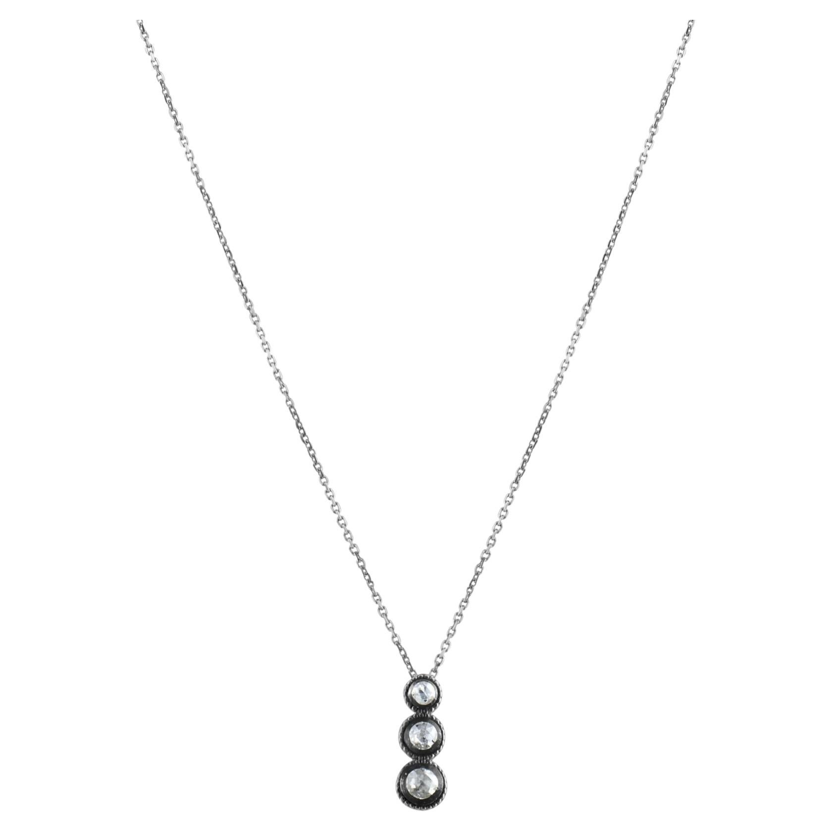 IGI Certified 0.27 Carat Natural Diamond Statement Necklace in 8K Gold