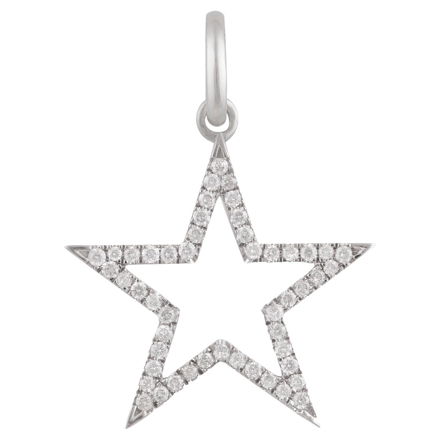 IGI Certified 0.270 Carat Natural Diamond 'SI/H-I' 14k Gold Star Pendant