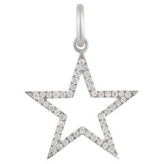 Pendentif étoile en or 14 carats avec diamant naturel certifié IGI de 0,270 carat « SI/H-I »