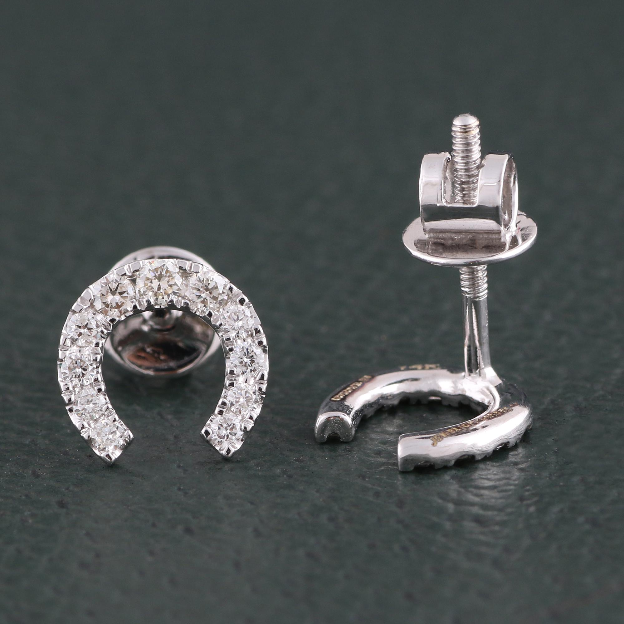 Taille brillant Boucles d'oreilles en or blanc 14 carats avec diamants naturels certifiés IGI de 0,29 carat « SI/IJ » en vente