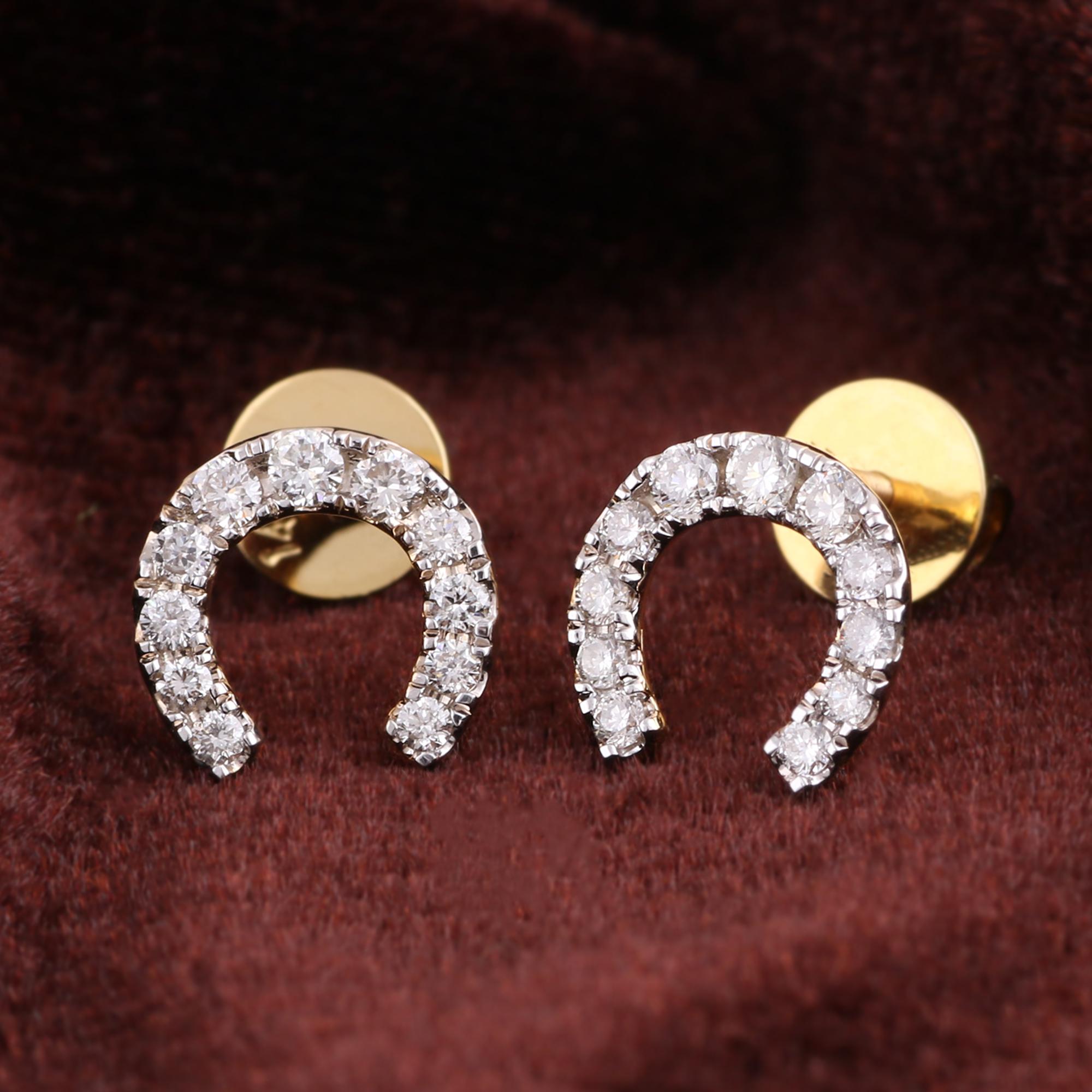 Modern IGI Certified 0.29 Carat Natural Diamond 'SI/IJ' 14K Yellow Gold Stud Earrings For Sale