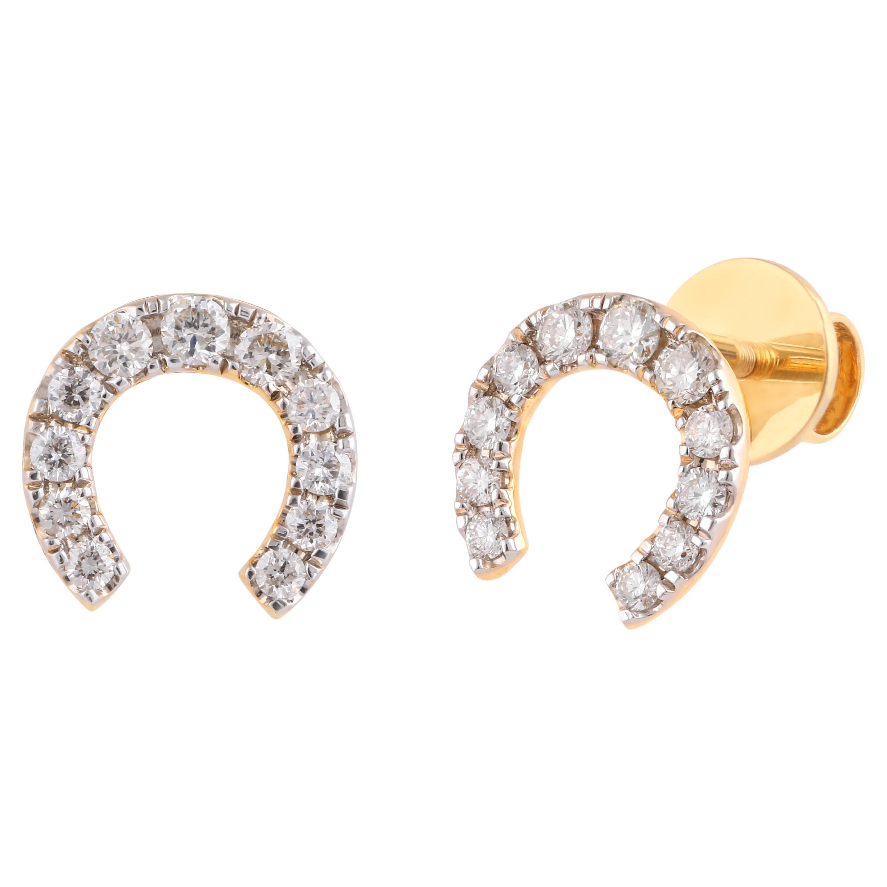 IGI Certified 0.29 Carat Natural Diamond 'SI/IJ' 14K Yellow Gold Stud Earrings For Sale