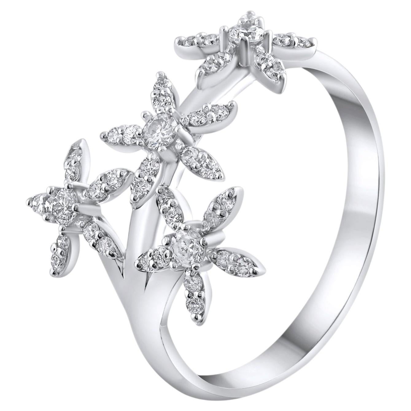 IGI Certified 0.29 Carat Natural Diamond Starfish Statement Ring in 14K Gold