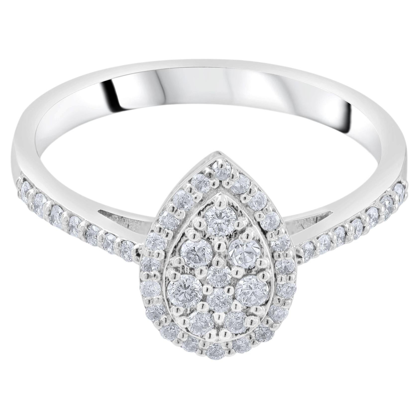 IGI-zertifizierter Statement-Ring mit einem natürlichen Diamanten in Tropfenform (0,30 Karat) aus 14-karätigem Gold