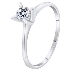 IGI Certified 0.30 Carat Natural Diamond Solitaire Statement Ring in 14K Gold