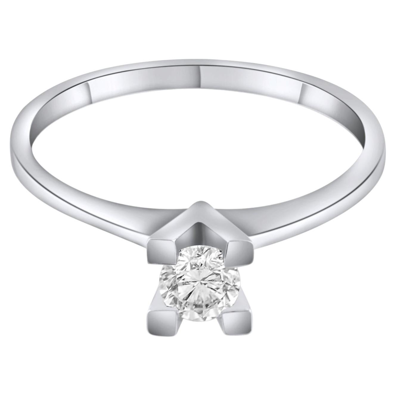 IGI Certified 0.30 Carat Natural Diamond Solitaire Statement Ring in 14K Gold