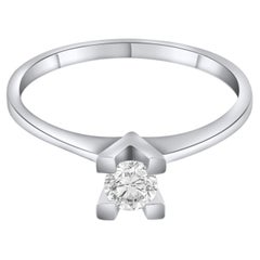 IGI Certified 0.30 Carat Natural Diamond Solitaire Statement Ring in 14K Gold