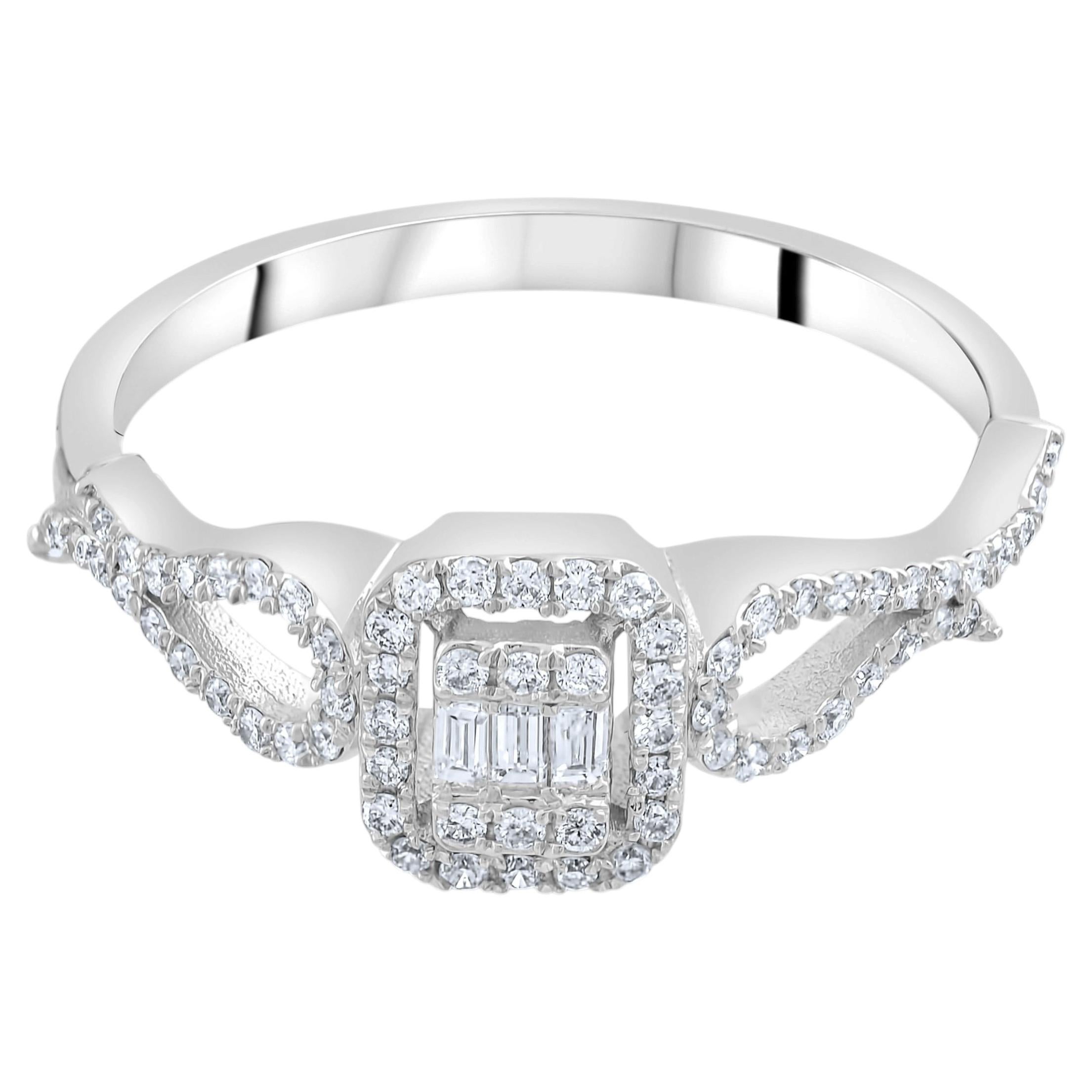 IGI-zertifizierter Statement-Ring mit einem natürlichen Baguette-Diamanten von 0,32 Karat aus 14-karätigem Gold