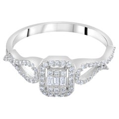 IGI Certified 0.32 Carat Natural Diamond Baguette Statement Ring in 14K Gold