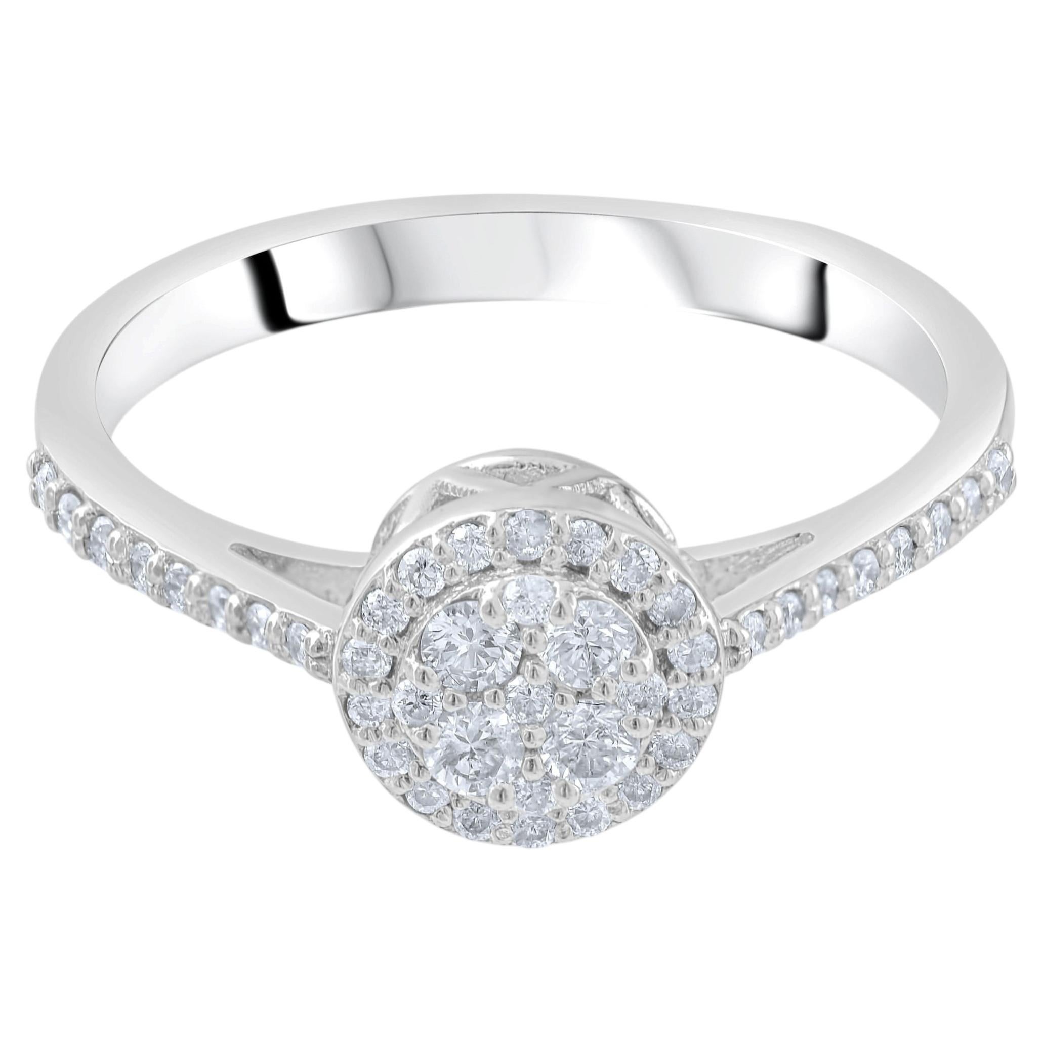 IGI Certified 0.32 Carat Natural Diamond Classic Statement Ring in 14K Gold
