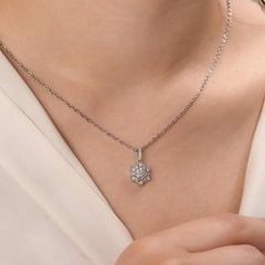 IGI Certified 0.34 Carat Natural Diamond Statement Necklace in 14K Gold
