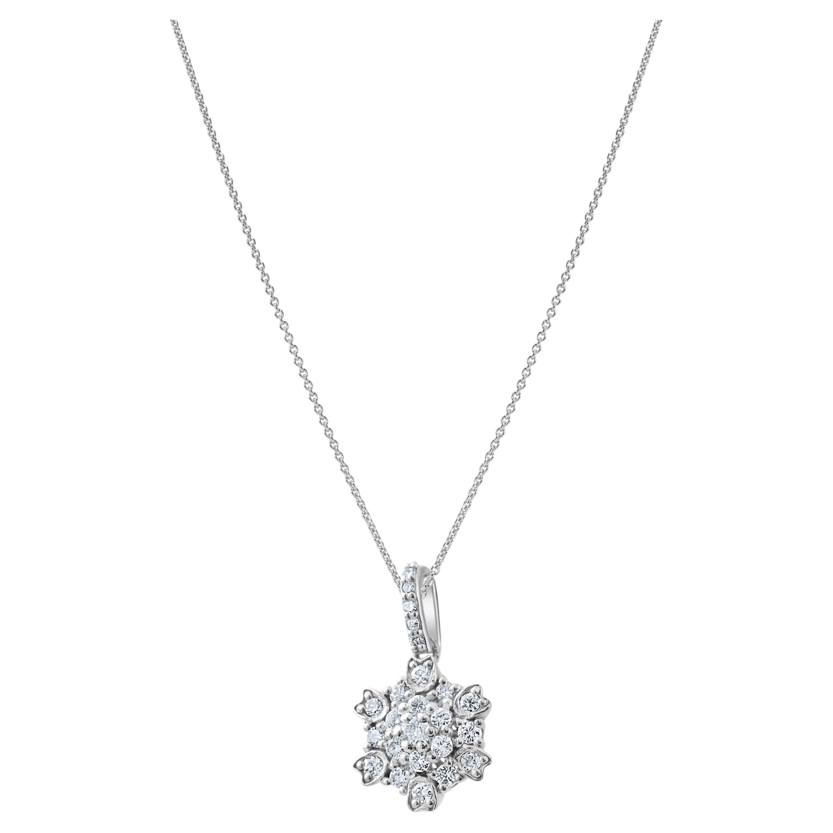 IGI Certified 0.34 Carat Natural Diamond Statement Necklace in 14K Gold For Sale