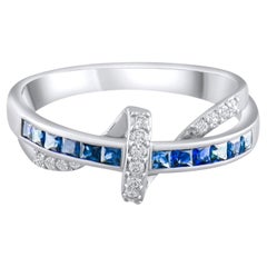 IGI Certified 0.34 Carat Natural Sapphire and Diamond Ring in 18K Gold