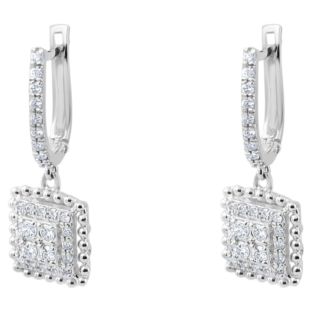 IGI Certified 0.35 Carat Natural Diamond Statement Earrings in 14K Gold