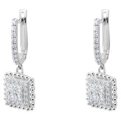 Pendientes llamativos con diamantes naturales de 0,35 quilates certificados por IGI, en oro de 14K