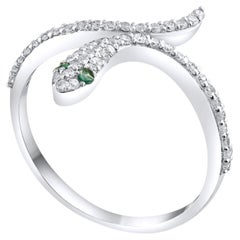IGI Certified 0.35 Carat Natural Emerald and Diamond Cocktail Ring in 14K Gold