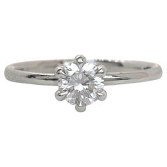 Anillo de compromiso de diamantes naturales de oro blanco de 18 quilates, E-F VS2, certificado IGI 0,35 ct