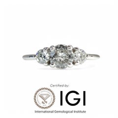 IGI Certified 0.35ct Natural Diamond Three-Stone 18K white gold